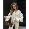European-American Cross-border New Long-sleeve Knit Cardigan Top, Round Neck, Solid Color, Loose Fit, Women's Sweater for Autumn-Winter.