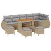 Ensemble de Canapés de Jardin 10 Pièces avec Coussins Beige Poly Rattan Acacia, Ensemble de Salle à Manger Jardin 4 Pièces 3361902