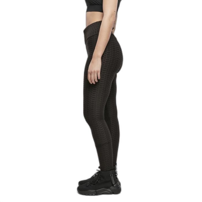 Damen High Waist Leggings Urban Classics Honeycomb - schwarz - M