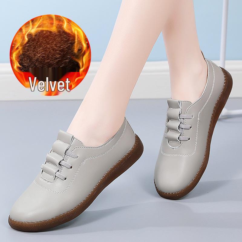 Women's Genuine Leather White Loafers: Soft Sole, Hollowed Design, Korean Style, Perfect for Casual Walking