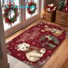 1pc, 2D Flat Printing, Winter Christmas Style Polar Bear and Fawn Doormat, Colorful Non-Slip Machine Washable Mat, Suitable for Home Decor, Entrance, 
