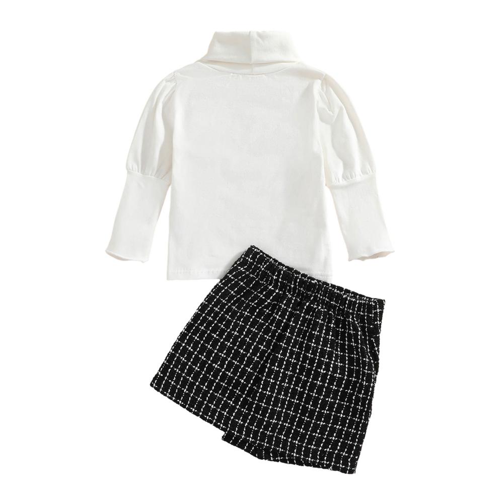 Barn Jenter Turtleneck Langermet Topp Kort skjørt 2stk
