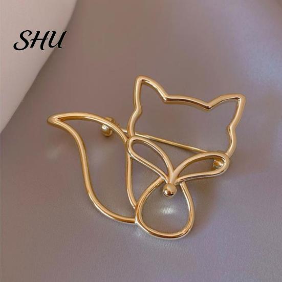 Hat Decoration Pin Women Brooch Hollow Fox Decor Stainless Exquisite Anti-slip Wear-resistant Coat Collar Scarf Clothes Garment Jewelry