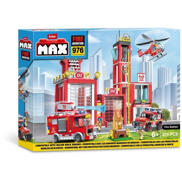 Set de Construction - ZURU - Fire Station Large (976 pièces) - Crée une caserne de pompiers avec véhicules et accessoires