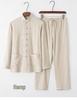 Men's Retro Chinese Style Tang Suit - Cotton and Linen Long-Sleeved Zen Top for Tai Chi.