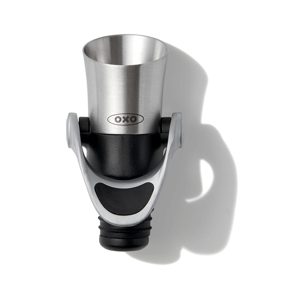 OXO Wine Stopper Pourer Breathing Stainless Dishwasher Safe & 2-in-1 Drip-proof, Oxidation-resistant, Function, Steel,