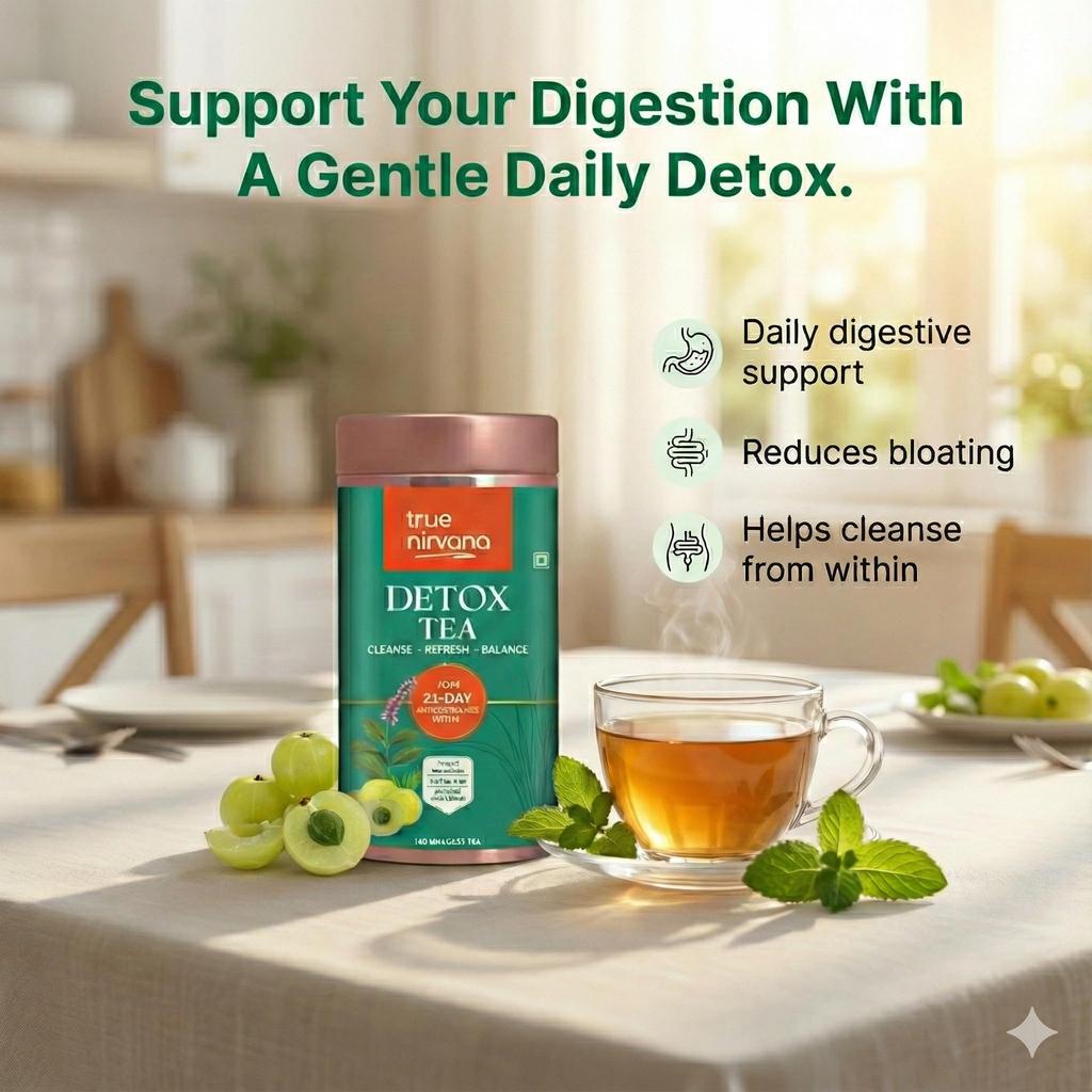True Nirvana Detox Tea | Ayurvedic Herbal Blend with Triphala, Fennel & Ginger | Caffeine Free, Natural Cleanse & Balance Support | 100 G Lo