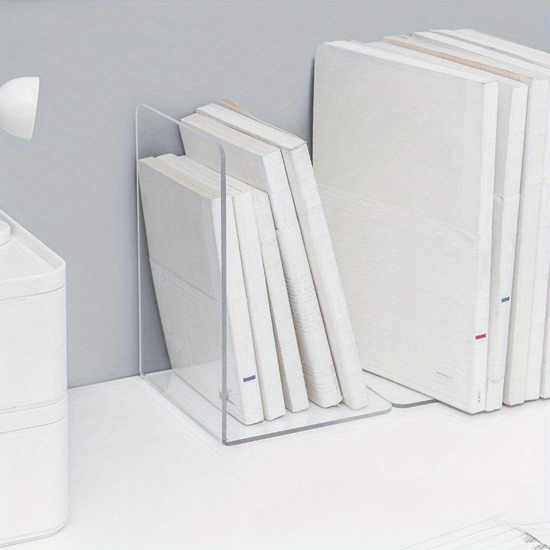 2pcs Acrylic Bookends - Transparent L-Shaped Desk Organizer, Bookshelf for Office & Home, Book Display Rack