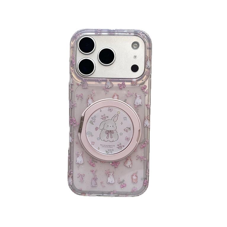 Floral Bow Rabbit Stand Compatible Case for iPhone 17, 16 Pro Max, 15, 14 - Women's Edition