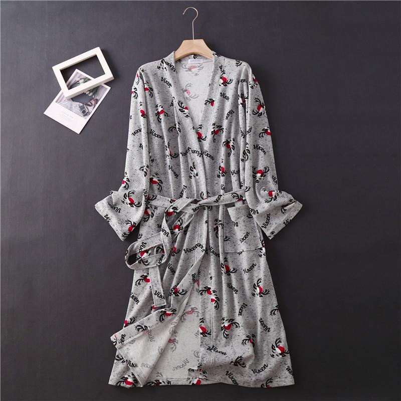 New Cotton Waffle Kimono Bathrobe - Long Sleeve, Soft & Skin-Friendly, Perfect for Spring & Autumn