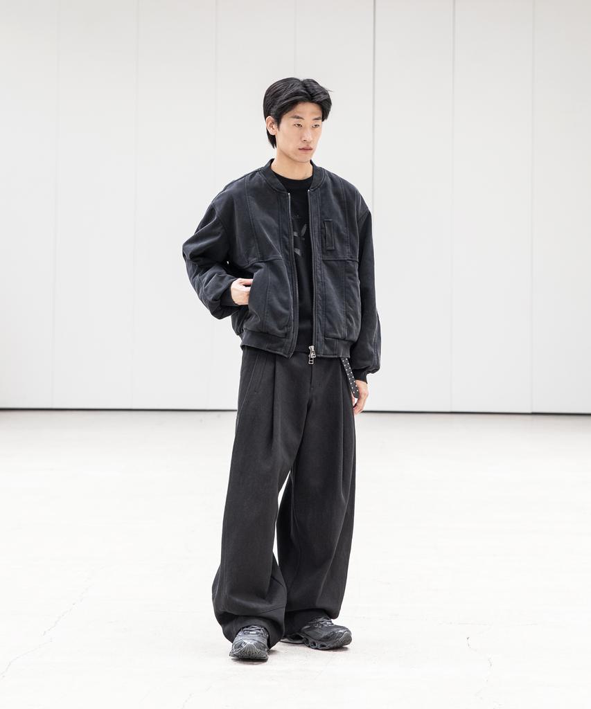 BEGIN202 Cotton Drill Double-Pleat Pants [Vintage Black]