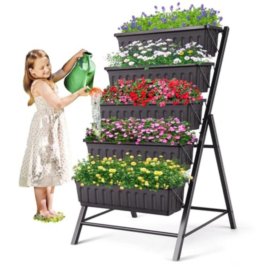 

4FT Vertical Raised Garden Bed 5 Tiers Elevated Planter Box for Herbs Vegetables Flowers Garden Vertical Planter with Drainage United States