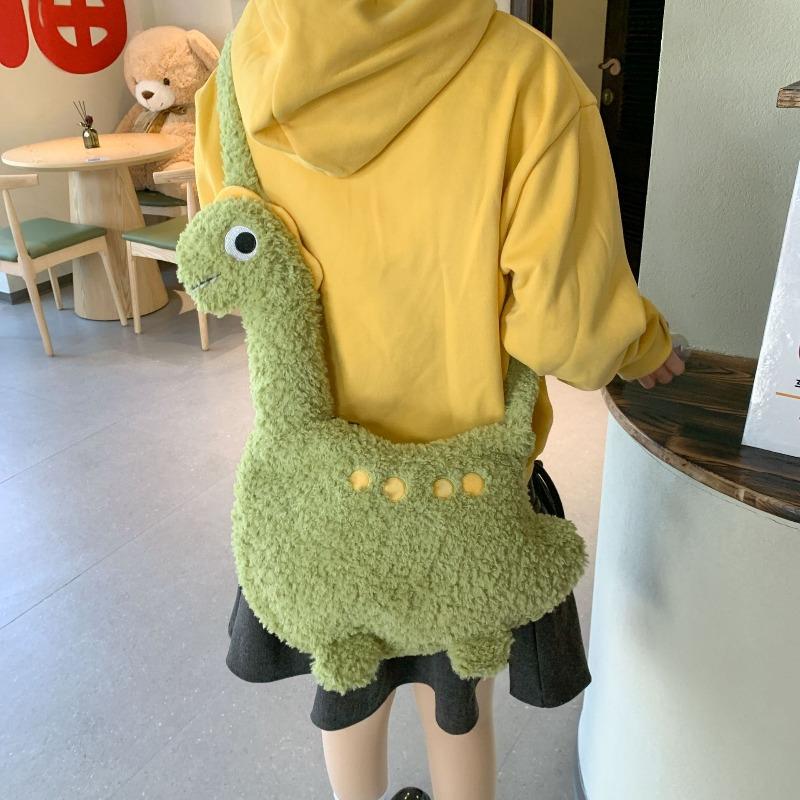 Cartoon dinosaur doll bag storage bag girl change bag shoulder messenger bag plush toy handbag