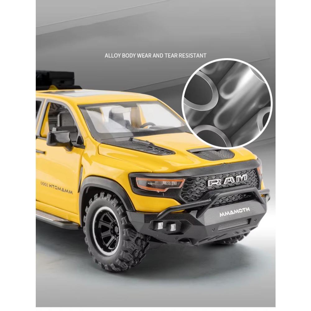 1/32 Scale DODGE Mammoth 1000 TRX Alloy Pickup Car Model Diecast Metal Off-road Vehicle Model Sound and Light Simulation Kids Toy Gift