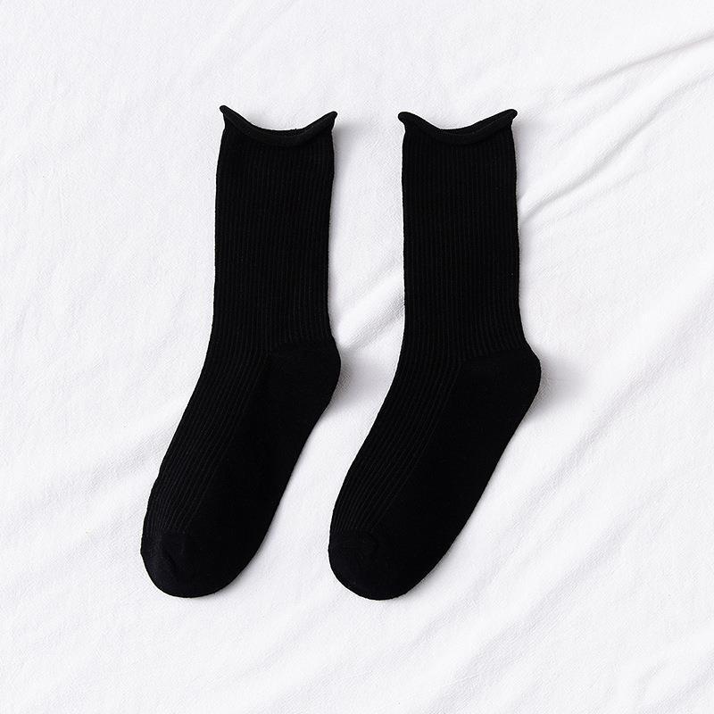 

Colorful Socks, Women s Mid-calf Socks, Trendy Spring and Autumn Thin Style, Candy-colored Rolled-up Pile Socks, Dopamine Trendy Socks 1 pair чёрный