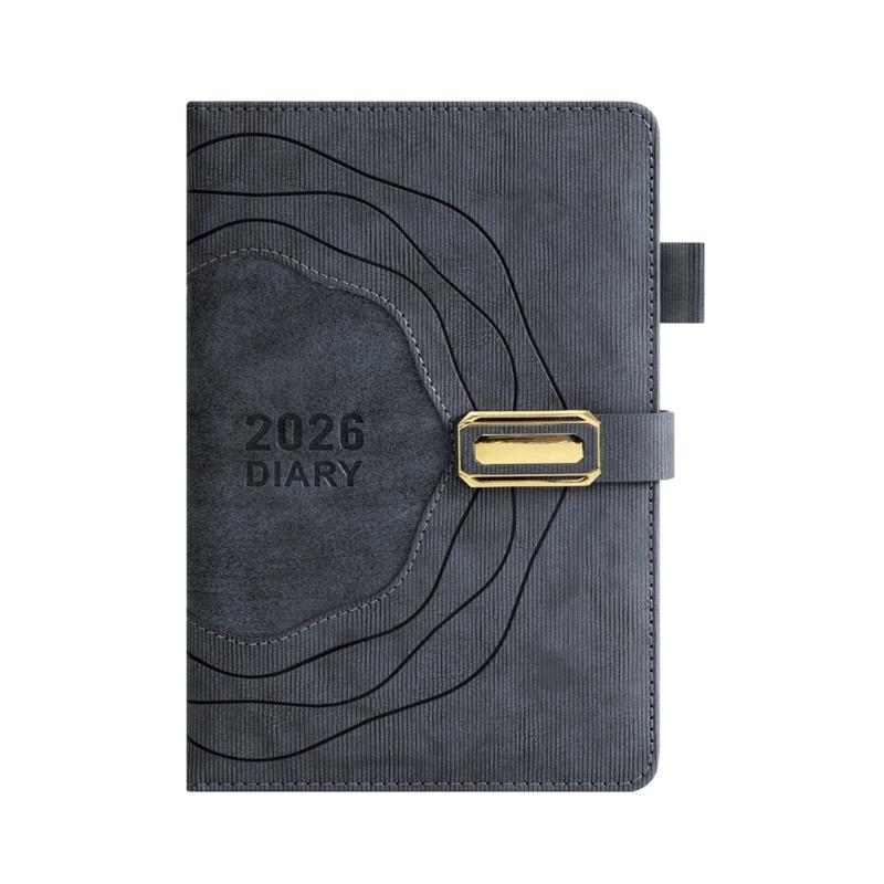 2026 Planner Organizers 365 Daily Pages Small Size PU Leather Cover Thick Linen Paper Suitable for Professional серый