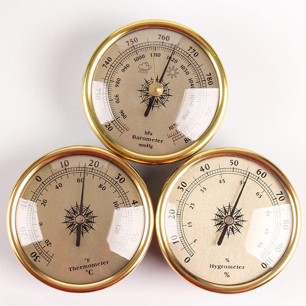 Barometer,Aluminum Alloy Wall Hanging Baromete,3 Pcs/Set 72mm Barometer Hygrometer Thermometer,Weather Station Meter