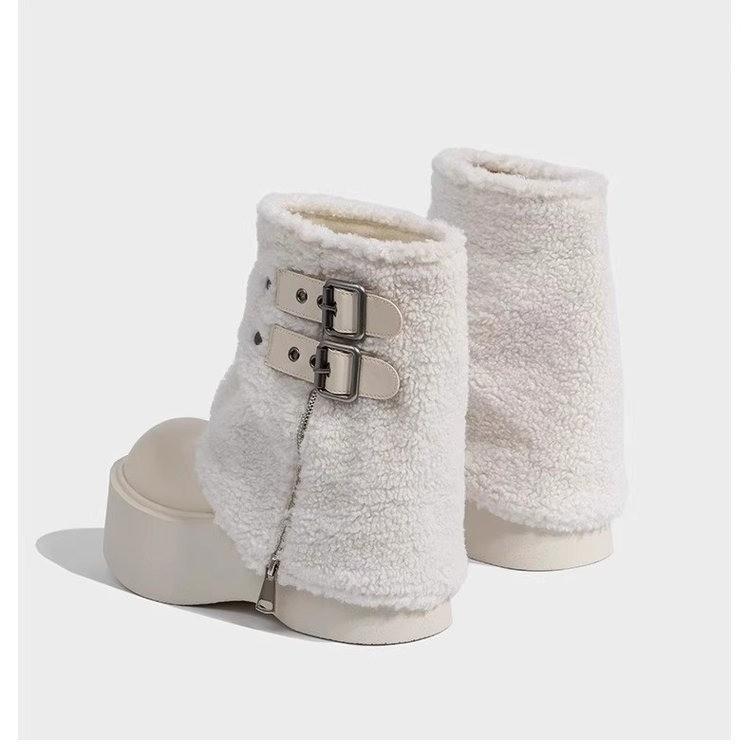 Fashion Platform Snow Ankle Boots Women High Heels Suede Shoes Woman 2024 Trend Winter Goth Brand Punk Motorcycle Botas De Mujer Shoes