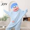 Warm Plush Onesie Funny Wearable Big Mouth Pajamas for Kids, Adults, Soft Kids Sleepwear Fleece Cozy Home Loungewear, Hooded One-Piece Jumpsuit Dress
