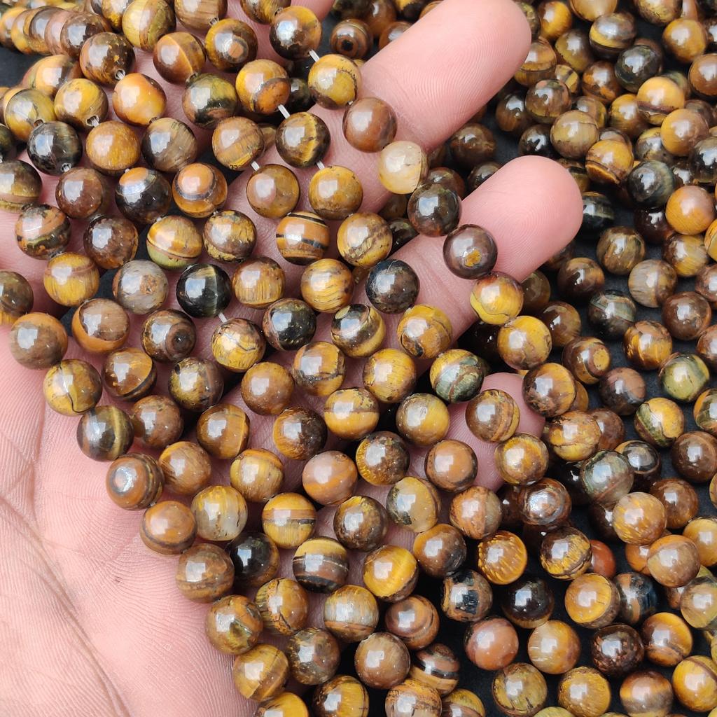 Natürliche, goldene Tigerauge-Runde Perlen, lose Edelsteinperlen zum Selbermachen, für Armband- und Halsketten, Größe 6 mm, 8 mm, 10 mm.
