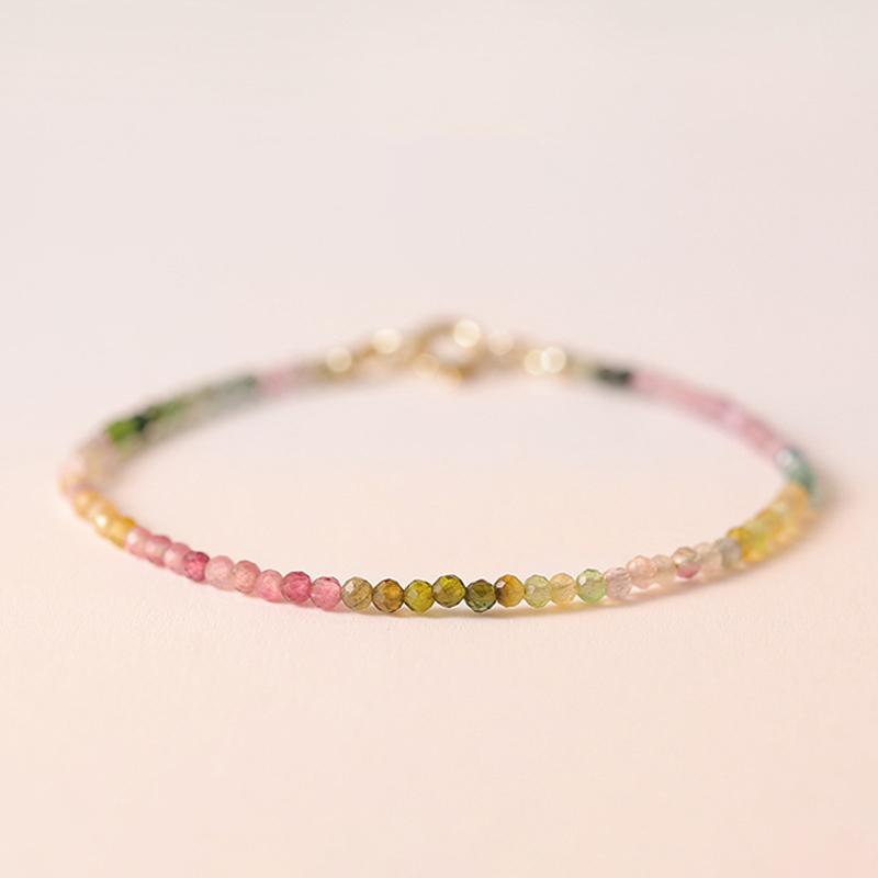 Ultra-Fine Rainbow Small Tourmaline Bracelet  Style Female Gradient Ins Niche Design Light Luxury Bracelet