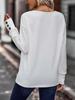 Einfarbiges, lockeres Langarm-T-Shirt mit V-Ausschnitt und Button-Down-Oberteil