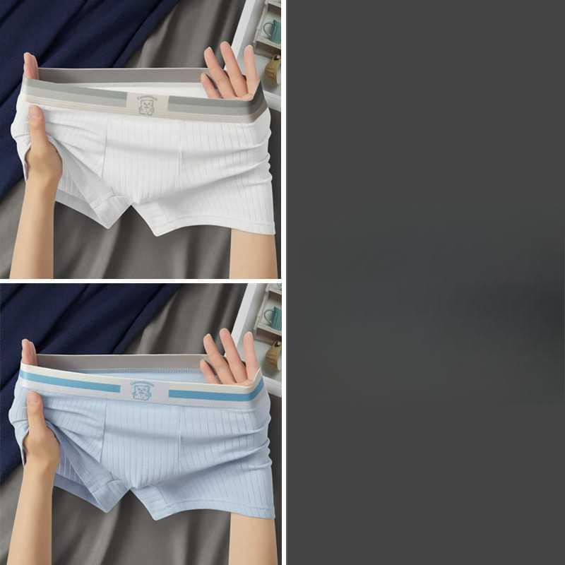 2pcs Men's Underwear Men's Boxer Shorts Mid Waist Breathable Plus Size Four Corner Pants Boxer Brief