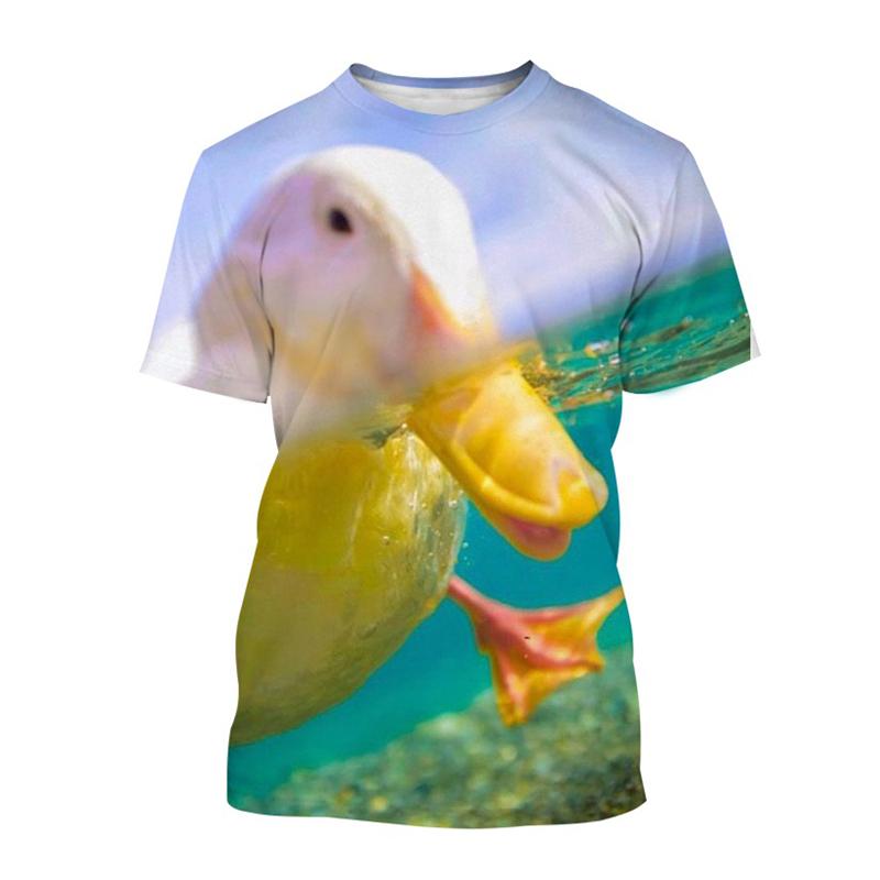 Summer Cute Pets Duck T-shirt For Men Casual Animal 3d Print Short-sleeved Round Neck T Shirt Harajuku Loose Tees tops