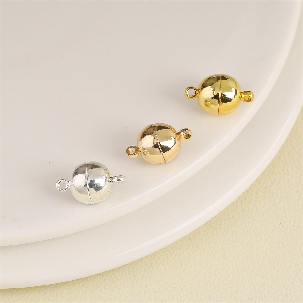 14k Gold-Filled Magnetic Ball Clasp for DIY Jewelry: Round Closure for Bracelets, Necklaces, and Hand Chains