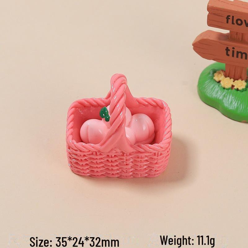 Agrafă de păr din rășină cu desene animate multicolore 3D și cataramă pentru pantofi cu design de coș cu fructe