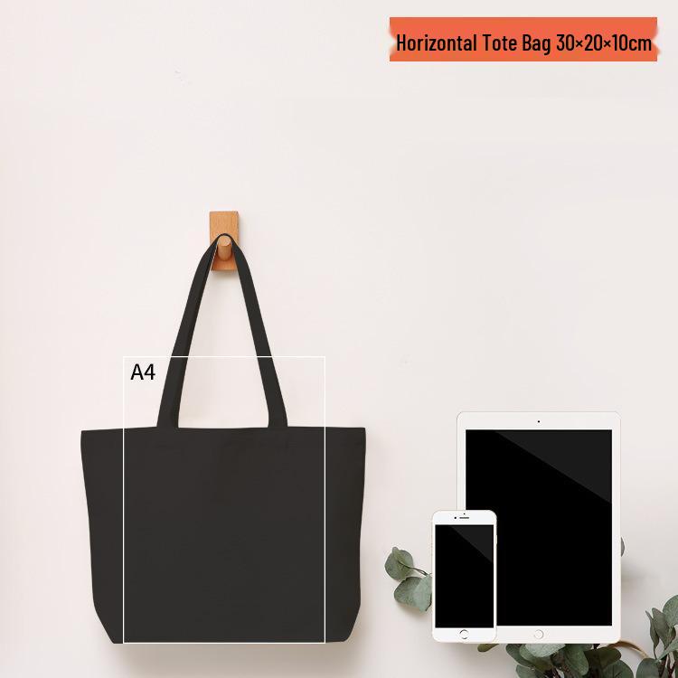 Black Canvas Tote Bag with Logo Print - Eco-friendly for Students