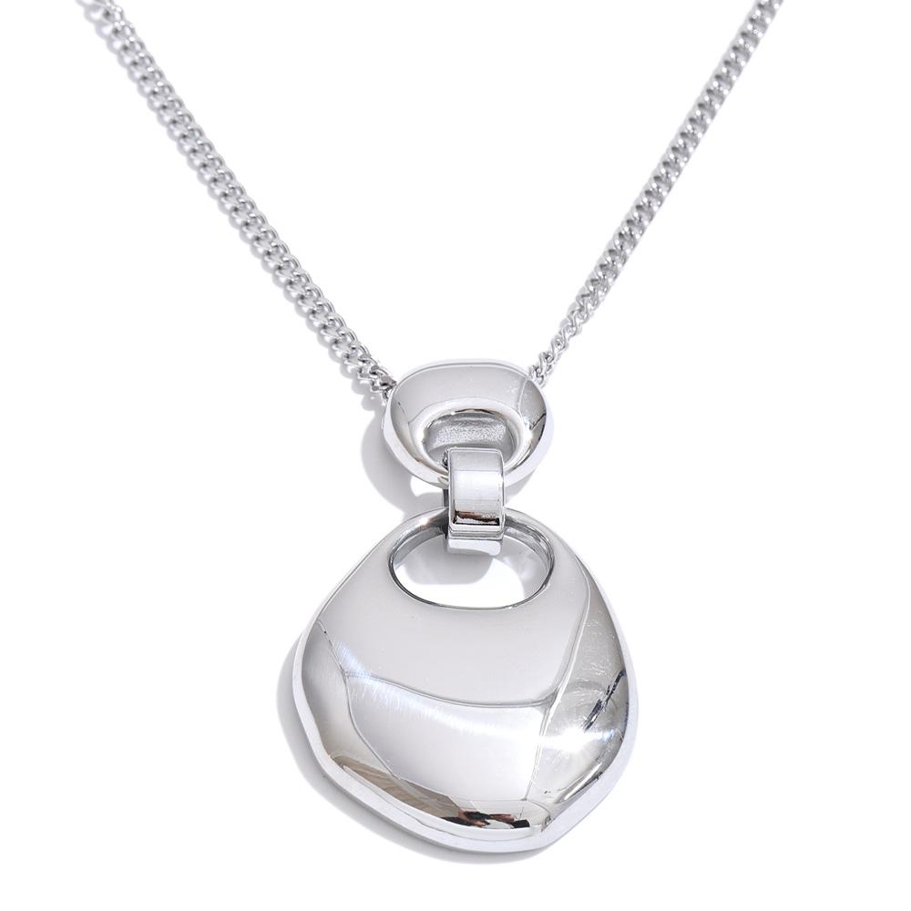 Eetit 70+5cm Smooth Stainless Steel Geometric Pendant Statement Necklace Sweater T-shirt Chain Long Popular High Quality Jewelry