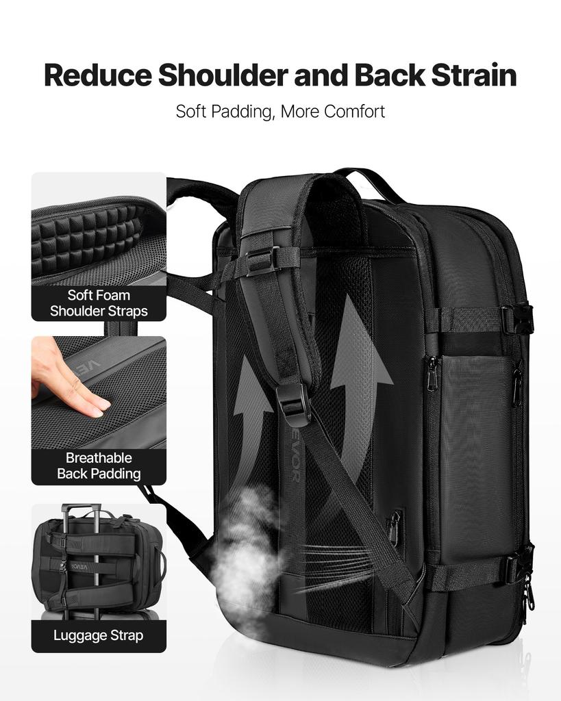 VEVOR Vacuum Travel Backpack, 65L, Expandable Vacuum Seal Compression Travel Backpack, with TSA-Approved Lock, Multiple Pockets Compartments