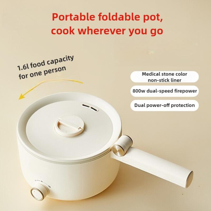 

1.6L Foldable Handle Non-Stick Electric Pot, Multi-Function Cooker for Home/Dorm/Solo | Noodles, Hot Pot, Soup, Compact Design 220V