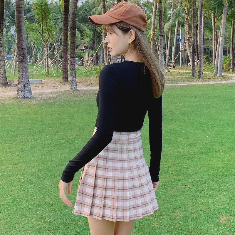 Women's High Waist A-Line Skirt - Summer 2025 Plaid Pleated Design