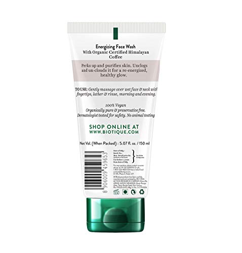 Biotique Coffee Face Wash 150ml For Glowing Skin, Purifies & Unclogs Pores, Paraben Free, SLS Free, Energizing Cleanser