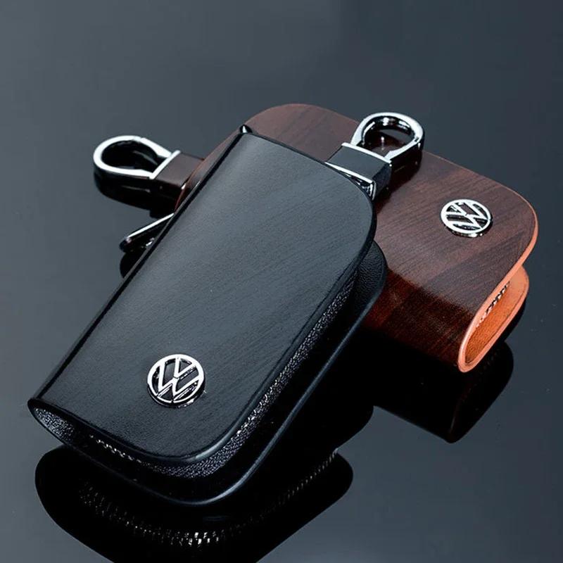 Awq6Leder Auto Logo Schlüsselhülle Abdeckung Schlüsselanhänger Schutztasche für Volkswagen Passat Santana Tiguan Scirocco Magotan Sagitar Lavida CC
