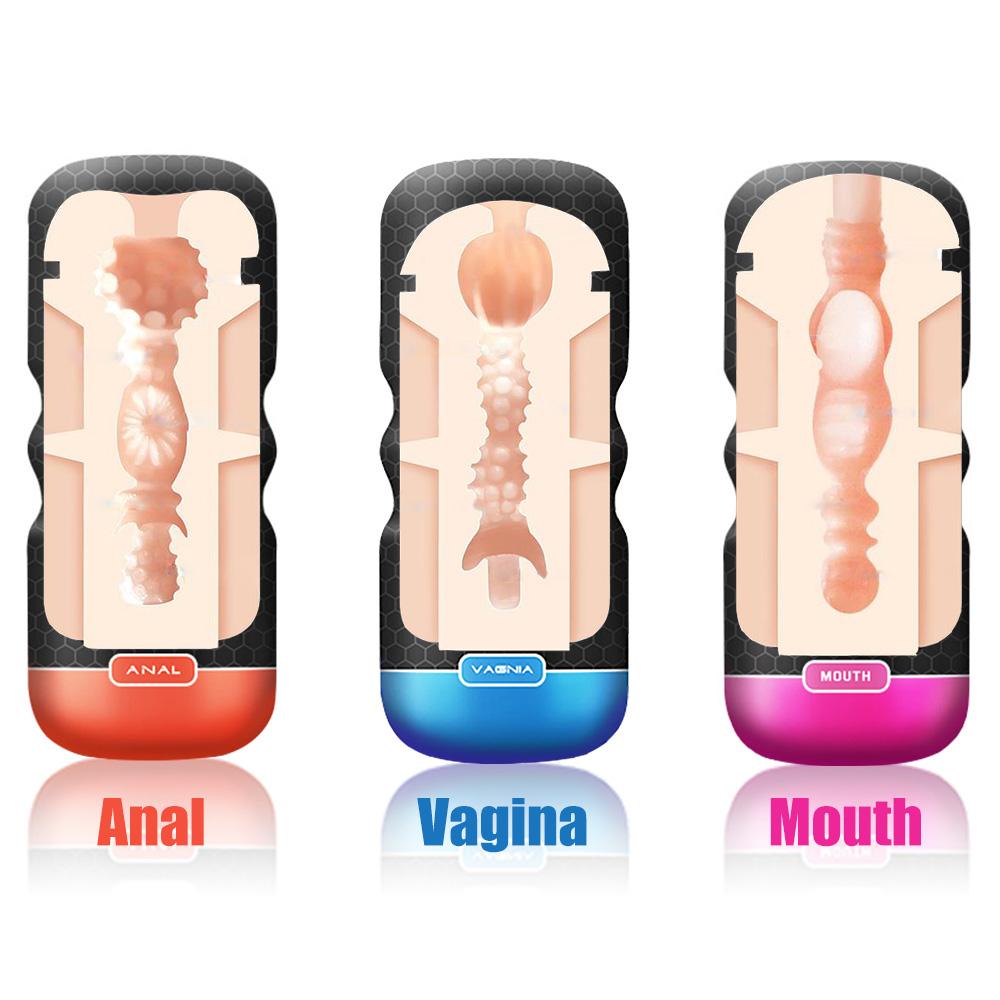 Oral Sex Artificial Pussy Penis Pump Realistic Vagina Anal Mouth Silicone Soft Sex Toys For Men Male Masturbation Cup