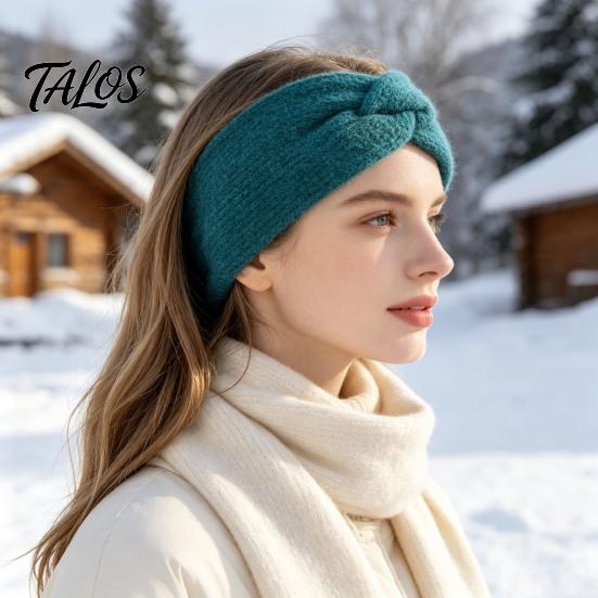 Wide Headband for Winter Sports Women Headband, Twist Knot Knitted Thick Warm Ear Cozy Protection Skiing Warmers, Head Wrap Cold Weather Autumn