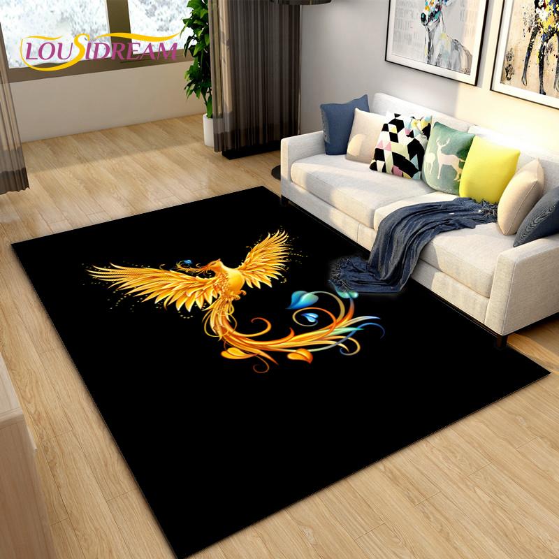 

3D Phoenix Bird Area Rug Large,Carpet Rug for Living Room Bedroom Sofa Decoration,Kitchen Bathroom Non-slip Floor Mat alfombra 40x60cm