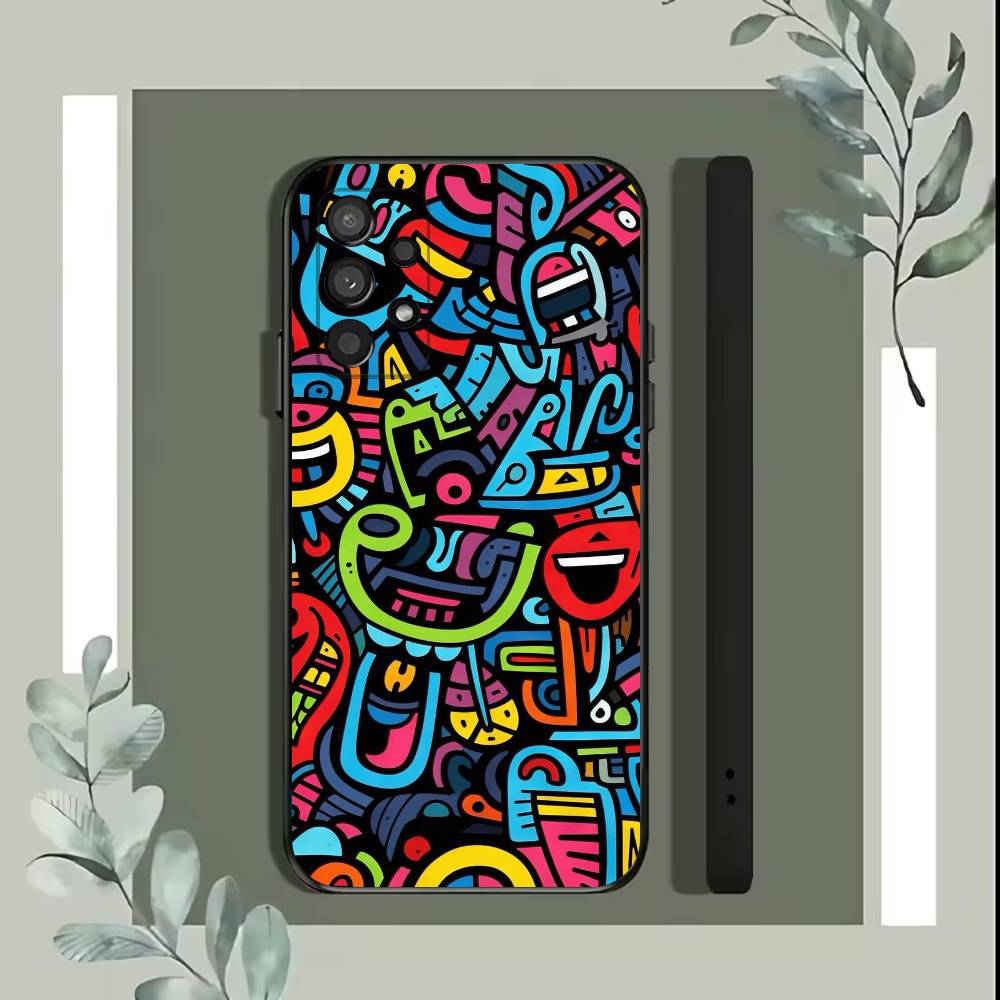 

Colorful Lines Graffiti Phone Case For Samsung S25,S24,S21,S22,S23,S30,Ultra,S20,Plus,Fe,Lite,5G Black Cover Samsung S105G