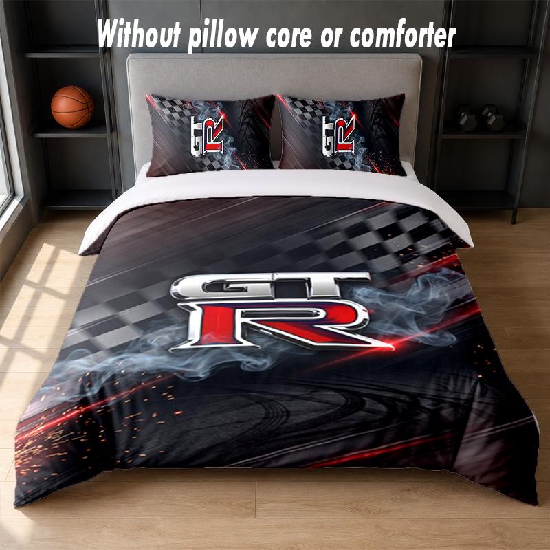 Nissan GT-R Design Bed Bedding Set 1 Duvet Cover + 2 Pillowcases Soft Breathable Household Bed Linens
