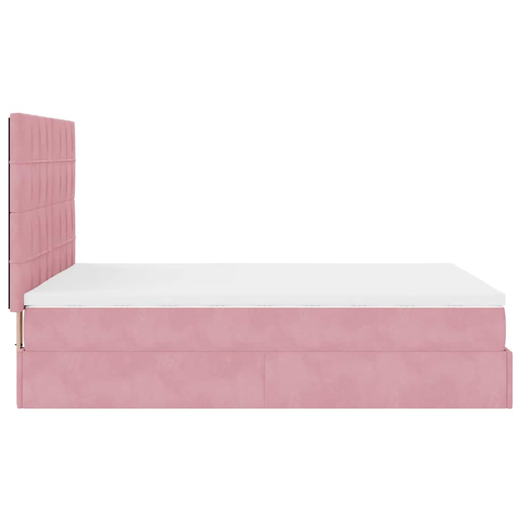 Ottoman Bed with Mattress Pink 140x190 cm Velvet