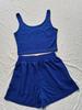 2025 Summer Women's Knitted Sleeveless Casual Solid Color Set