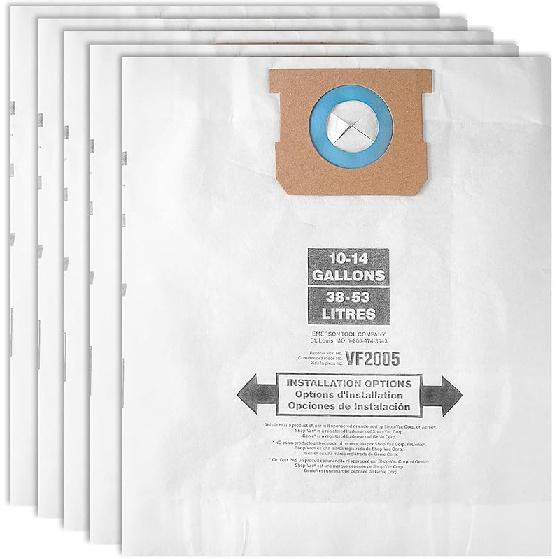 6 Packs Type D High Efficiency Filter Bags for 4 Gallon Wet/Dry Vacuums, Part #91964