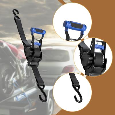 Retractable Ratchet Strap Automatic Shrink Bundle Tape Retractable Ratchet Tie Downs Strap for Vehicles Securing Cargo