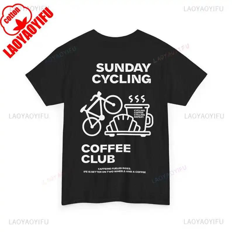 

Sunday Cycling Coffee Club Graphic T Shirts Unisex Woman Man Summer Bicycle High Quality T-shirt Classic Breathable Tops#Color XXXXXL