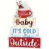 1pc Red & Golden Glossy Acrylic Christmas Decoration Block - Elegant Desktop Tabletop Plaque with Drip Lettering-Like Design