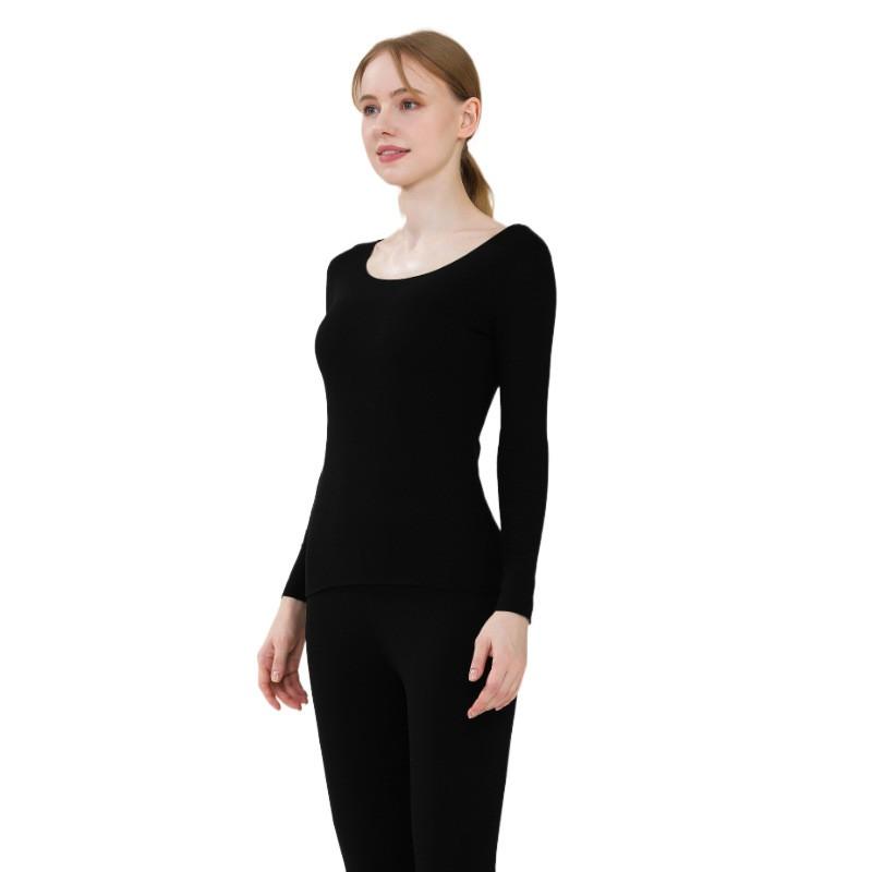 Womens Warm Thermal Underwear Set Soft Cashmere Silk Blend Fleece-Lined Long Sleeve Top Pants Cold Weather