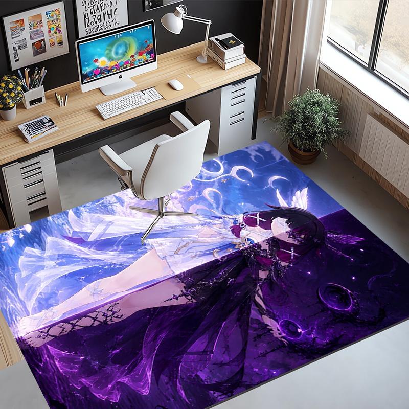 Genshin Impact Pattern Rug, Indoor/Outdoor Mat, for Picnic, Gameroom, Bedroom, Office, Living Room, Home Decor Carpet, Birthday Gift